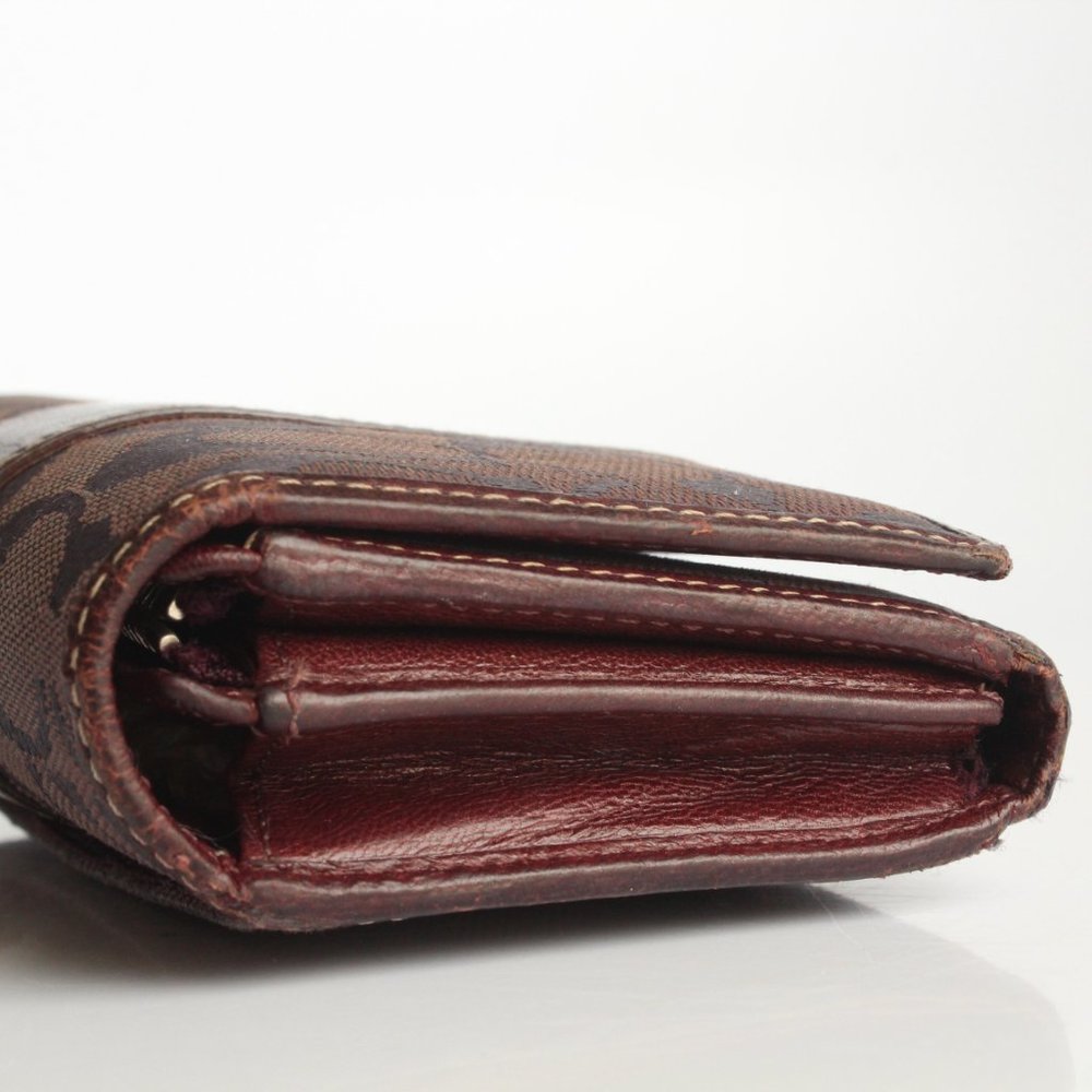 Coach Signature Wallet Multifunction Bifold Jacquard & Burgundy Leather - Picture 7 of 10